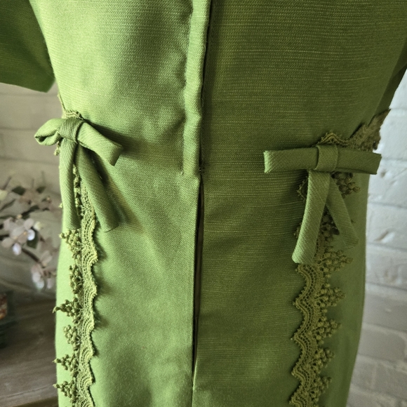 Vintage 1960s Embroidered Maxi Dress, Party, Romantic, Meadow Green - Picture 6 of 9